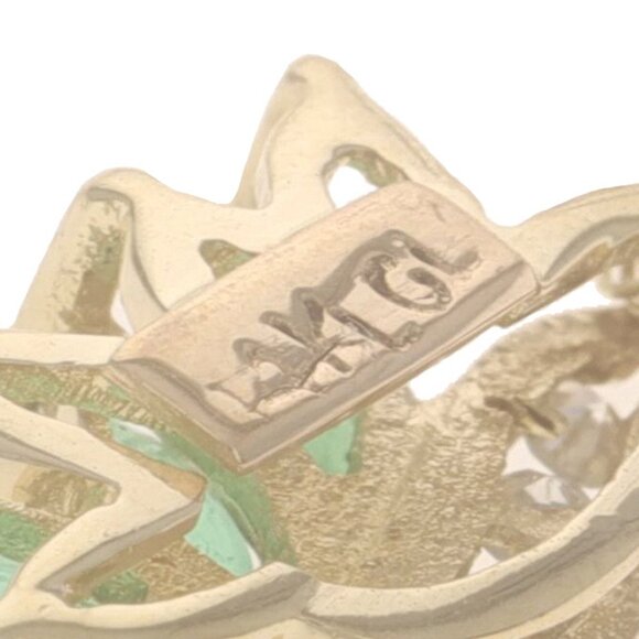 Yellow Gold Emerald Diamond Necklace 19" - 14k Marquise .40ctw Leaves Four-Stone - Picture 5 of 5